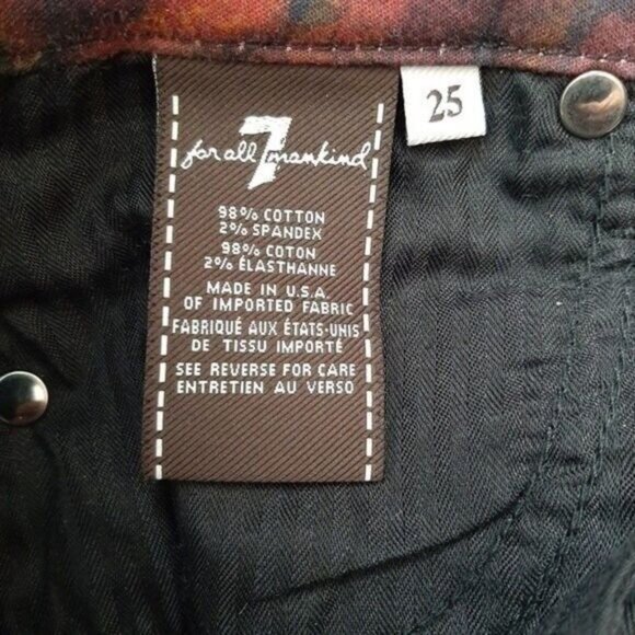 7 FOR ALL MANKIND Skinny Jeans Rogue Roses Print Sz 25 - Picture 13 of 14